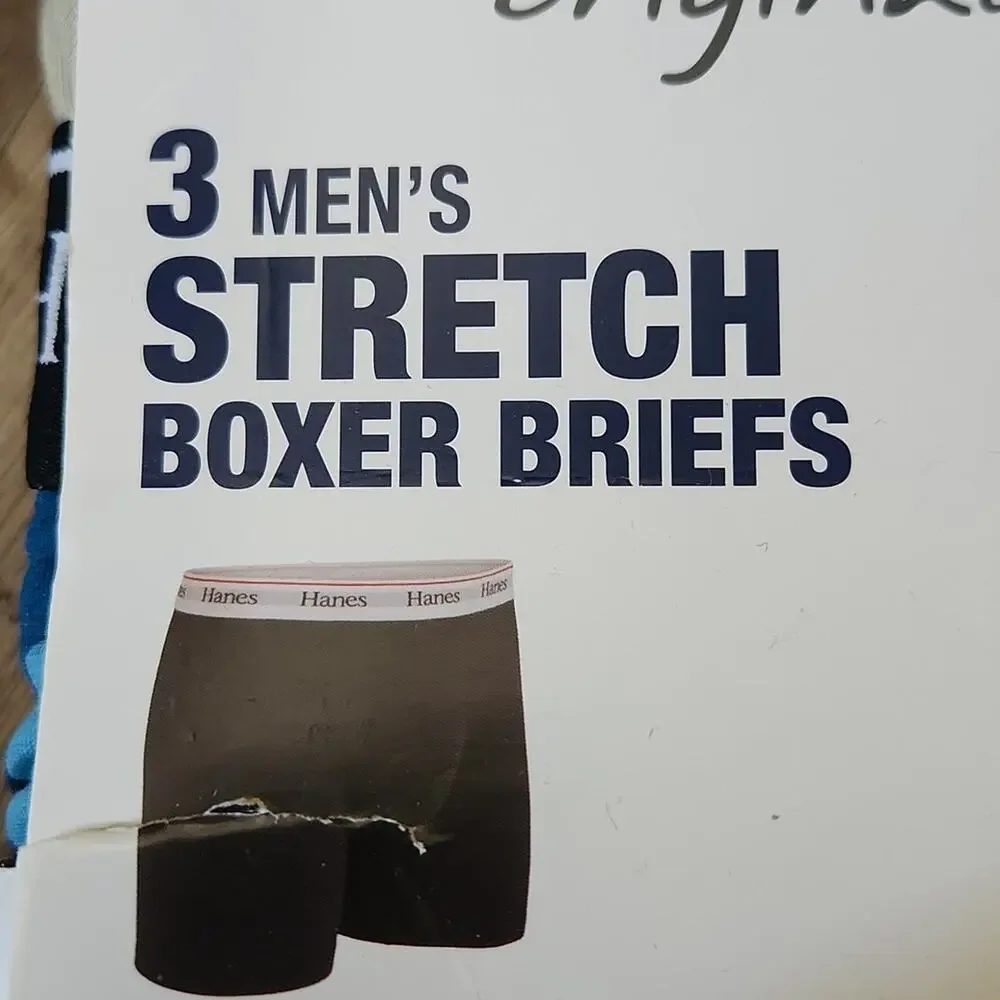 Hanes Men's 3 Pack‎ Boxer Briefs Size 2XL Blue Camo Solid Blue & Tan Breathable